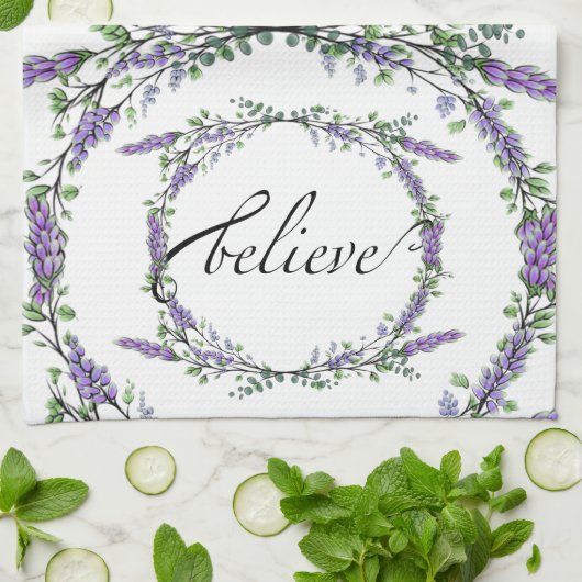 Lavender en Eucalyptus Believe Theedoek (Gevouwen)