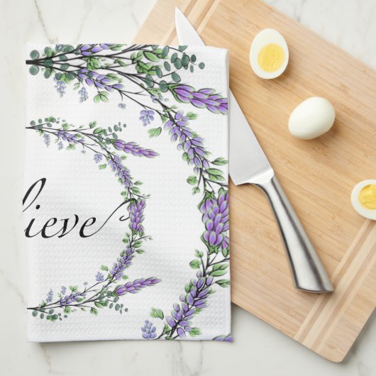 Lavender en Eucalyptus Believe Theedoek (Quarter Fold)