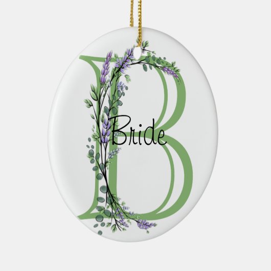 Lavender en Eucalyptus Bride Keramisch Ornament (Rechts)