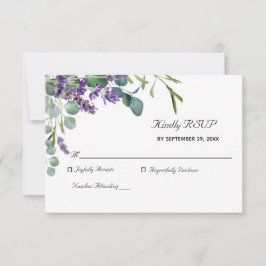 Lavender en Eucalyptus Elegant Wedding RSVP Card