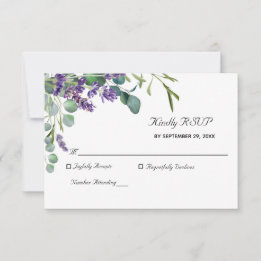 Lavender en Eucalyptus Elegant Wedding RSVP Card Kaartje