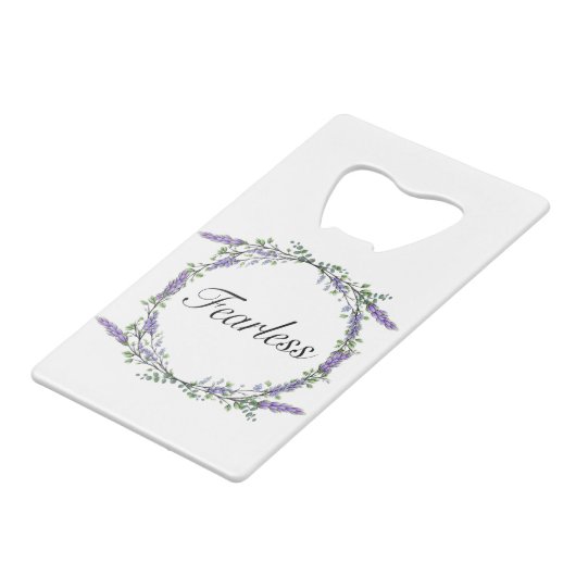 Lavender en Eucalyptus Fearless Creditkaart Flessenopener (Achterkant Gekanteld)