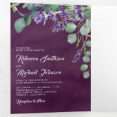 Lavender en Eucalyptus Foto Arch Paars Wedding Drieluik Uitnodiging (Binnenzijde eerst)