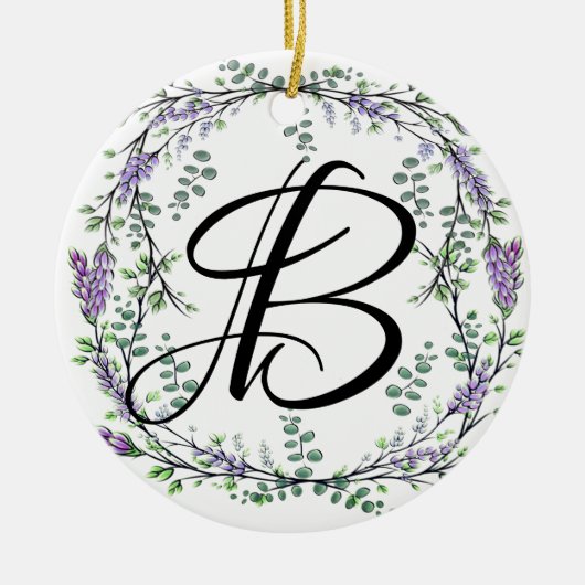 Lavender en Eucalyptus Keramisch Ornament (Voorkant)