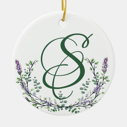 Lavender en Eucalyptus Keramisch Ornament (Voorkant)