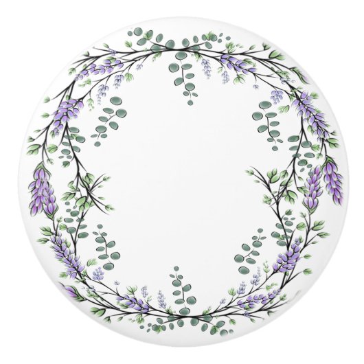 Lavender en Eucalyptus Keramische Knop (Voorkant)