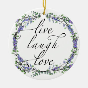 Lavender en Eucalyptus Live Laugh Love Keramisch Ornament