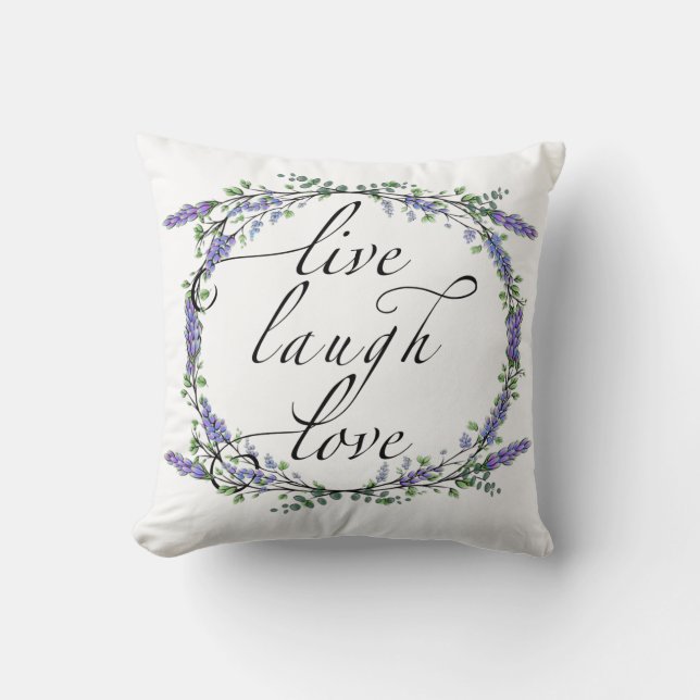 Lavender en Eucalyptus Live Laugh Love Kussen (Voorkant)