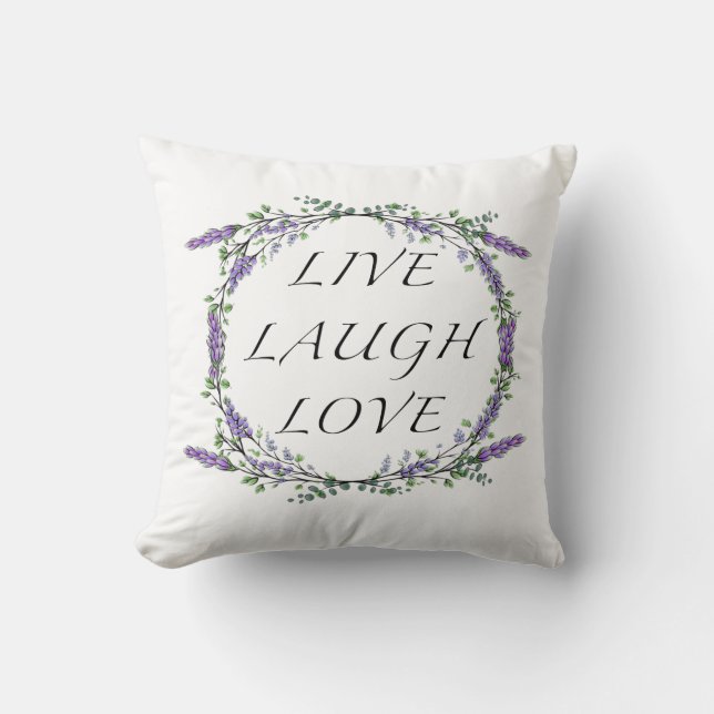 Lavender en Eucalyptus Live Laugh Love Kussen (Voorkant)
