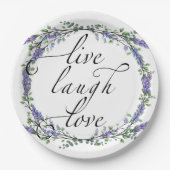 Lavender en Eucalyptus Live Laugh Love Papieren Bordje (Voorkant)