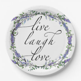 Lavender en Eucalyptus Live Laugh Love Papieren Bordje