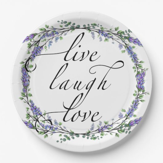 Lavender en Eucalyptus Live Laugh Love Papieren Bordje (Voorkant)