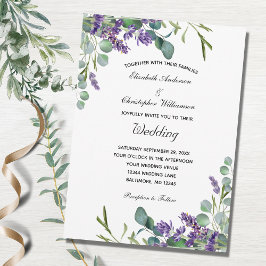 Lavender en Eucalyptus Paarse Greenery Wedding Kaart