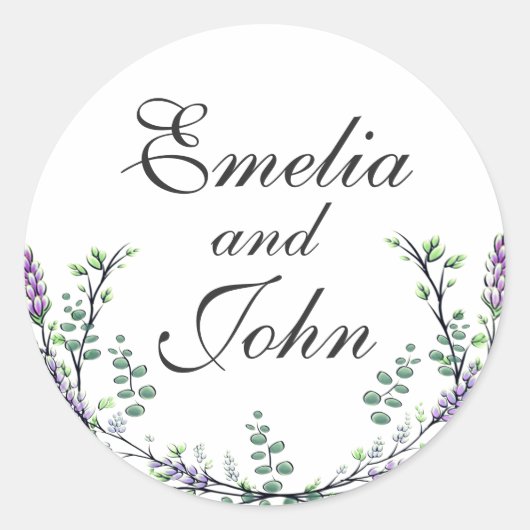 Lavender en Eucalyptus Ronde Sticker (Voorkant)
