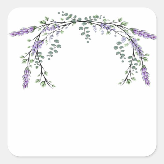 Lavender en Eucalyptus Vierkante Sticker (Voorkant)