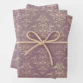 Lavender en Gold Damask Inpakpapier Vel (In situ)