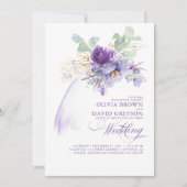 Lavender en Gold Elegant Modern Boho Wedding Kaart (Voorkant)