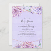 Lavender en Gold Floral Geometric Baby shower Kaart (Voorkant)