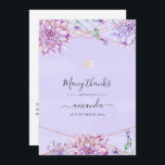 Lavender en Gold Floral Geometric Bat Mitzvah Bedankkaart<br><div class="desc">Pastel lavendel en faux goud glitter geometrische bat mitswa bedankkaart met accenten van blauw en etherisch groen.</div>