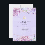 Lavender en Gold Floral Geometric Bat Mitzvah RSVP Kaartje<br><div class="desc">Pastel lavendel en faux goud glitter geometrische bat mitswa rsvp met accenten van blauw en etherisch groen.</div>
