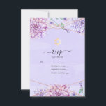 Lavender en Gold Floral Geometric Bat Mitzvah RSVP Kaartje<br><div class="desc">Pastel lavendel en faux goud glitter geometrische bat mitswa rsvp met accenten van blauw en etherisch groen.</div>