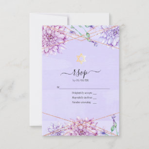 Lavender en Gold Floral Geometric Bat Mitzvah RSVP Kaartje