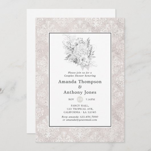 Lavender en Gold Floral Geometric Couples Shower Kaart (Voorkant / Achterkant)