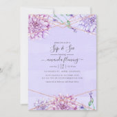 Lavender en Gold Floral Geometric Sip en Zie Kaart (Voorkant)