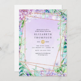 Lavender en Gold Floral Geometric Vrijgezellenfees Kaart