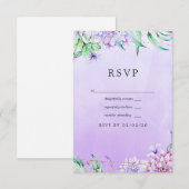 Lavender en Gold Floral Geometric Wedding RSVP Kaartje (Voorkant / Achterkant)