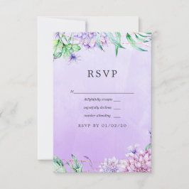 Lavender en Gold Floral Geometric Wedding RSVP Kaartje