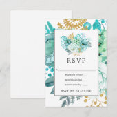 Lavender en Gold Floral Geometric Wedding RSVP Kaartje (Voorkant / Achterkant)