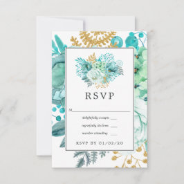 Lavender en Gold Floral Geometric Wedding RSVP Kaartje