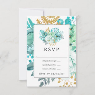 Lavender en Gold Floral Geometric Wedding RSVP Kaartje