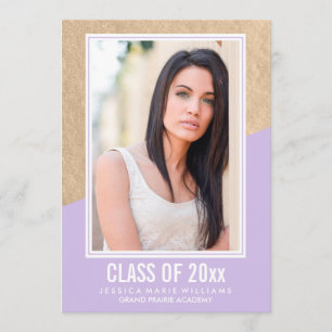 Lavender en Gold Foil   Graduatie-uitnodigingen Kaart