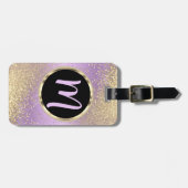 Lavender en Gold Glitter - Monogram Bagagelabel (Voorkant horizontaal)