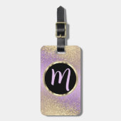 Lavender en Gold Glitter - Monogram Bagagelabel (Voorkant verticaal)