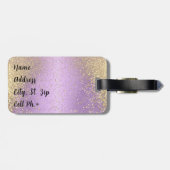 Lavender en Gold Glitter - Monogram Bagagelabel (Achterkant horizontaal)