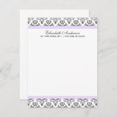 Lavender en Gray Damask Flat Dank je wel Kaart (Voorkant / Achterkant)