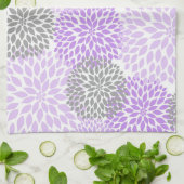 Lavender en Gray Floral Kitchen Tea Towel Theedoek (Gevouwen)