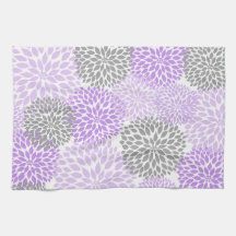 Lavender en Gray Floral Kitchen Tea Towel