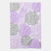 Lavender en Gray Floral Kitchen Tea Towel Theedoek (Verticaal)