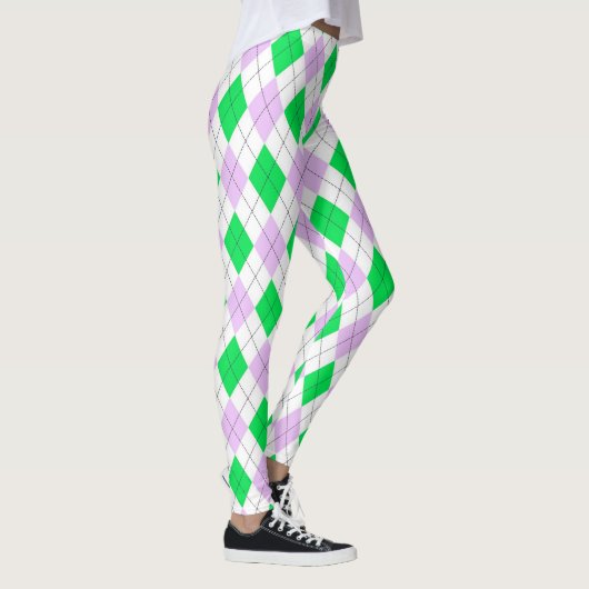 Lavender en Green Argyle Leggings (Rechts)