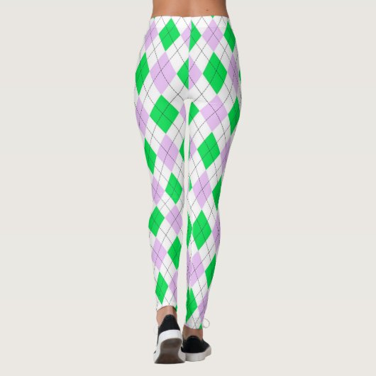 Lavender en Green Argyle Leggings (Achterkant)