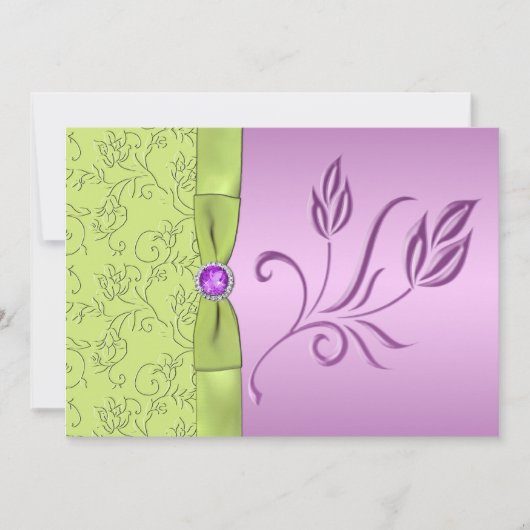 Lavender en Green Jeweled Wedding Invitation Kaart (Voorkant)