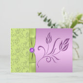Lavender en Green Jeweled Wedding Invitation Kaart (Staand voorkant)