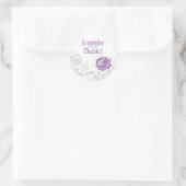 Lavender en Grey Damask Envelope Seal Ronde Sticker (Tas)