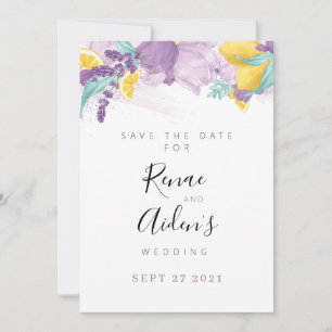 Lavender en Lemon Sla de datumkaart op Save The Date