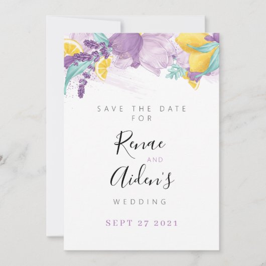 Lavender en Lemon Sla de datumkaart op Save The Date (Voorkant)