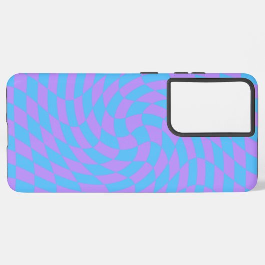 Lavender en Light Blue Checkered Pattern Samsung Galaxy Hoesje (Linkerkant)